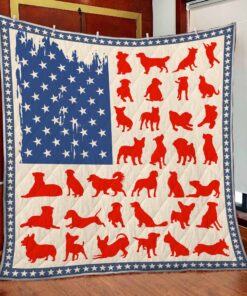 Buy Dog Posing With American Flag Quilt Blanket & Quilt Bedding Set Great Customized Blanket Gifts For Birthday Christmas Thanksgiving