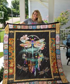 Buy Dragonfly Hippie Dreamcatcher Quilt Blanket & Quilt Bedding Set Great Customized Gifts For Birthday Christmas Thanksgiving Perfect Gifts For Hippie