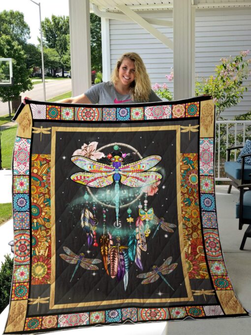 Buy Dragonfly Hippie Dreamcatcher Quilt Blanket & Quilt Bedding Set Great Customized Gifts For Birthday Christmas Thanksgiving Perfect Gifts For Hippie