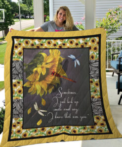 Buy Dragonfly Sunflower I Just Look Up Smile Quilt Blanket & Quilt Bedding Set Great Customized Blanket Gifts For Birthday Christmas Thanksgiving