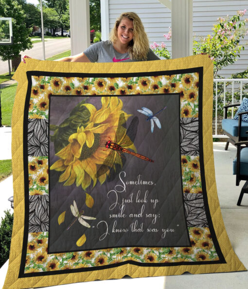 Buy Dragonfly Sunflower I Just Look Up Smile Quilt Blanket & Quilt Bedding Set Great Customized Blanket Gifts For Birthday Christmas Thanksgiving