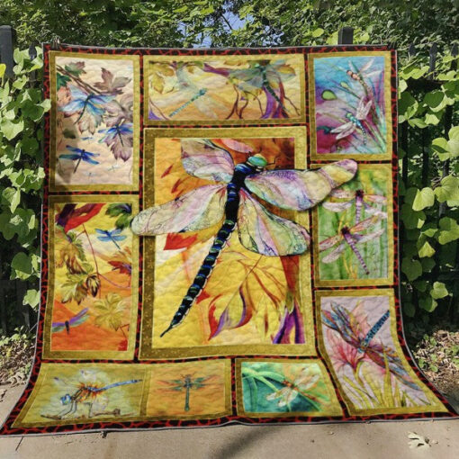 Buy Dragonfly With Leaves In Autumn Quilt Blanket & Quilt Bedding Set Great Customized Blanket Gifts For Birthday Christmas Thanksgiving