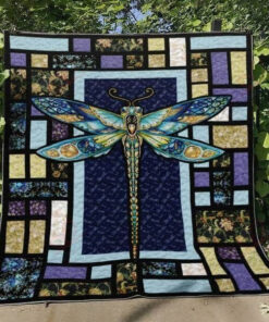 Buy Dragonfly What A Feeling On Flowers Tile Pattern Quilt Blanket & Quilt Bedding Set Great Customized Blanket Gifts For Birthday Christmas Thanksgiving