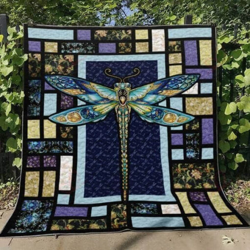 Buy Dragonfly What A Feeling On Flowers Tile Pattern Quilt Blanket & Quilt Bedding Set Great Customized Blanket Gifts For Birthday Christmas Thanksgiving