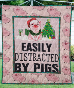 Buy Easily Distracted By Pigs Quilt Blanket & Quilt Bedding Set Great Customized Blanket Gifts For Birthday Christmas Thanksgiving