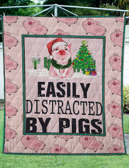 Buy Easily Distracted By Pigs Quilt Blanket & Quilt Bedding Set Great Customized Blanket Gifts For Birthday Christmas Thanksgiving