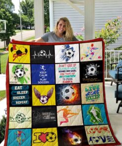 Buy Eat Sleep Soccer Repeat Quilt Blanket & Quilt Bedding Set Great Customized Blanket Gifts For Birthday Christmas Thanksgiving