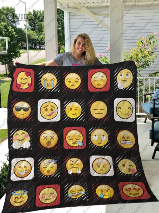 Buy Emojis Funny Quilt Blanket & Quilt Bedding Set Great Customized Blanket Gifts For Birthday Christmas Thanksgiving