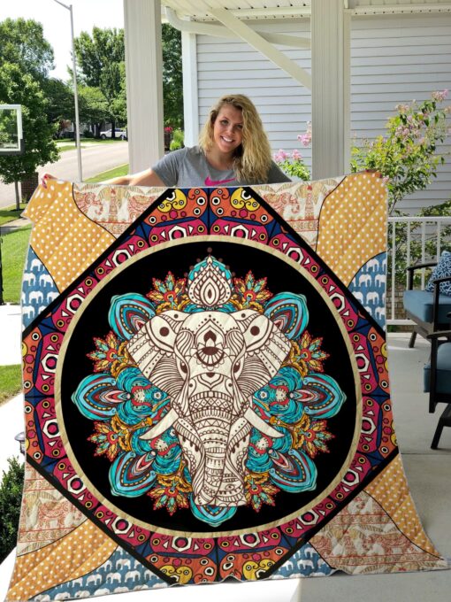 Buy Elephant Colorful Mandala Pattern Quilt Blanket & Quilt Bedding Set Great Customized Gifts For Birthday Christmas Thanksgiving Perfect Gifts For Elephant Lover