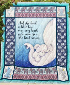 Buy Elephant Mom And Baby And She Loved A Little Boy Quilt Blanket & Quilt Bedding Set Great Customized Gifts For Birthday Christmas Thanksgiving Perfect Gifts For Elephant Lover