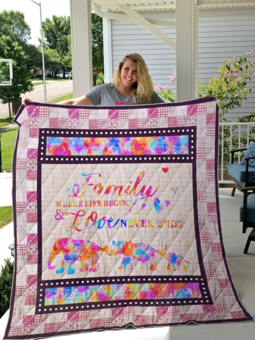 Buy Elephant Family Where Life Begins And Love Never Ends Quilt Blanket & Quilt Bedding Set Great Customized Gifts For Birthday Christmas Thanksgiving Perfect Gifts For Elephant Lover