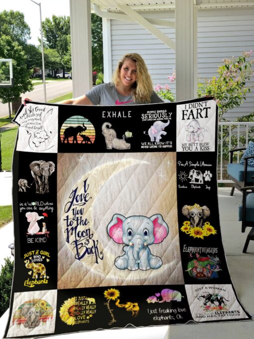 Buy Elephant I Love You To The Moon Quilt Blanket & Quilt Bedding Set Great Customized Gifts For Birthday Christmas Thanksgiving Perfect Gifts For Elephant Lover