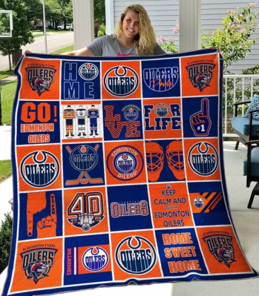 Buy Edmonton Oilers Quilt Blanket & Quilt Bedding Set 03