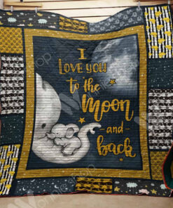 Buy Elephant Family I Love You To The Moon Quilt Blanket & Quilt Bedding Set Great Customized Gifts For Birthday Christmas Thanksgiving Perfect Gifts For Elephant Lover