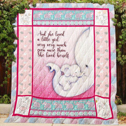 Buy Elephant And She Loved A Little Girl Very Very Much More Than She Loved Herself Quilt Blanket & Quilt Bedding Set Great Customized Blanket Gifts For Birthday Christmas Thanksgiving