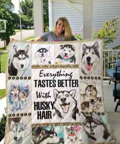 Buy Everything Tastes Better With Husky Hair Quilt Blanket & Quilt Bedding Set Great Customized Blanket Gifts For Birthday Christmas Thanksgiving