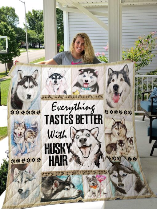 Buy Everything Tastes Better With Husky Hair Quilt Blanket & Quilt Bedding Set Great Customized Blanket Gifts For Birthday Christmas Thanksgiving