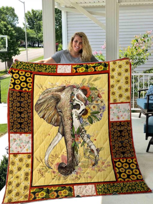 Buy Elephant Flower Skull Quilt Blanket & Quilt Bedding Set Great Customized Gifts For Birthday Christmas Thanksgiving Perfect Gifts For Elephant Lover