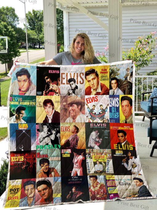 Buy Elvis Presley Albums Poster Quilt Blanket & Quilt Bedding Set