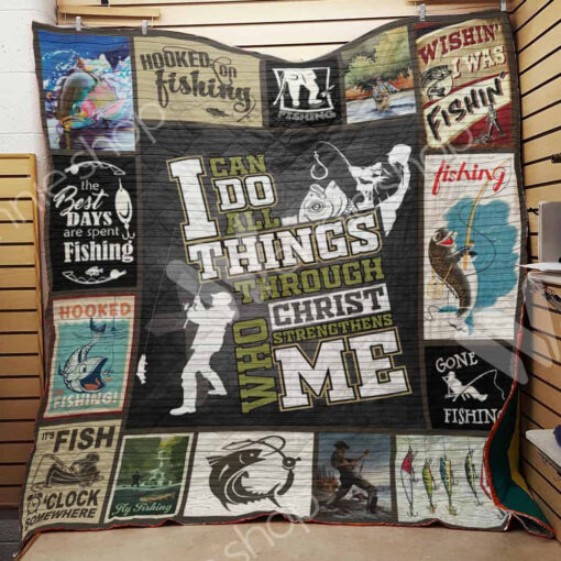 Buy Fishing I Can Do All Things Through Christ Quilt Blanket & Quilt Bedding Set Great Customized Gifts For Birthday Christmas Thanksgiving Perfect Gifts For Fishing Lover