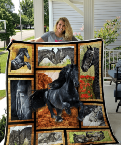 Buy Friesian Horse On Racing Quilt Blanket & Quilt Bedding Set Great Customized Blanket Gifts For Birthday Christmas Thanksgiving