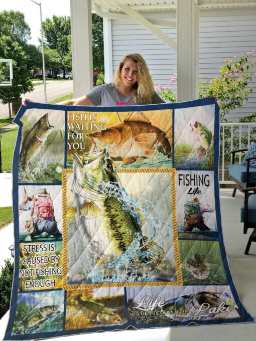 Buy Fishing Fish Is Waiting For You Quilt Blanket & Quilt Bedding Set Great Customized Gifts For Birthday Christmas Thanksgiving Perfect Gifts For Fishing Lover