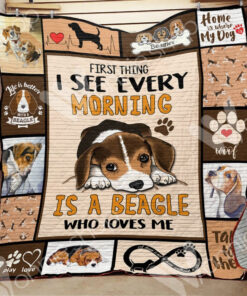 Buy First Thing I See Every Morning Is A Beagle Who Loves Me Quilt Blanket & Quilt Bedding Set Great Customized Blanket Gifts For Birthday Christmas Thanksgiving