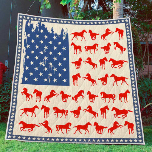 Buy Flag Usa Horse Quilt Blanket & Quilt Bedding Set Great Customized Blanket Gifts For Birthday Christmas Thanksgiving