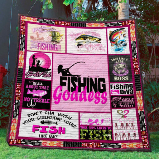 Buy Fishing Goddess I'M All About That Quilt Blanket & Quilt Bedding Set Great Customized Gifts For Birthday Christmas Thanksgiving Perfect Gifts For Fishing Lover