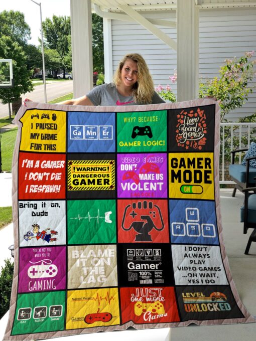 Buy Gamer Just One More Game Quilt Blanket & Quilt Bedding Set Great Customized Blanket Gifts For Birthday Christmas Thanksgiving