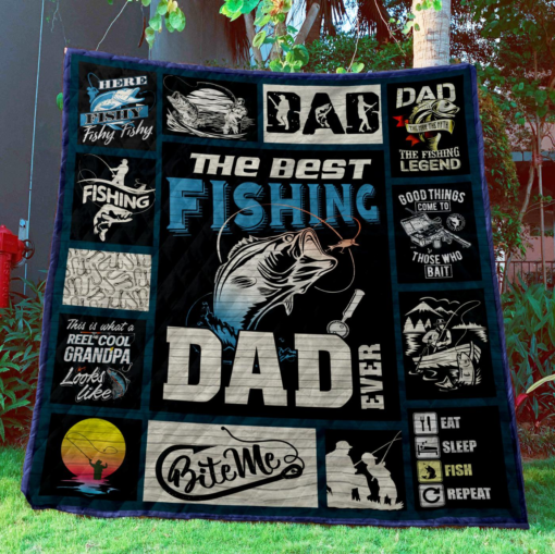 Buy Fishing The Best Fishing Dad Ever Quilt Blanket & Quilt Bedding Set Great Customized Gifts For Birthday Christmas Thanksgiving Father'S Day