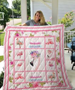 Buy Flamingo With Flower Quilt Blanket & Quilt Bedding Set Great Customized Blanket Gifts For Birthday Christmas Thanksgiving