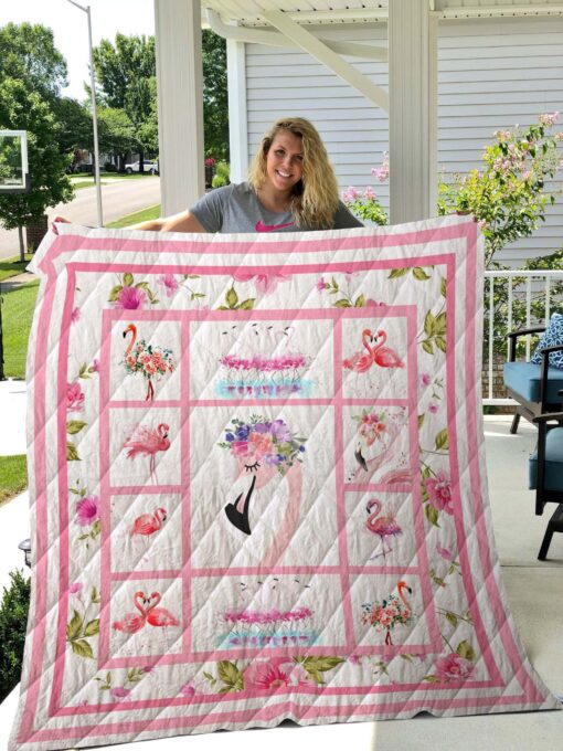 Buy Flamingo With Flower Quilt Blanket & Quilt Bedding Set Great Customized Blanket Gifts For Birthday Christmas Thanksgiving