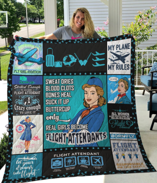 Buy Flight Attendant Let Your Dreams Take Flight Quilt Blanket & Quilt Bedding Set Great Customized Blanket Gifts For Birthday Christmas Thanksgiving - Meteew