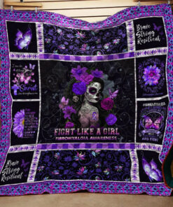 Buy Fibromyalgia Awareness Fight Like A Girl Quilt Blanket & Quilt Bedding Set Great Customized Blanket Gifts For Birthday Christmas Thanksgiving