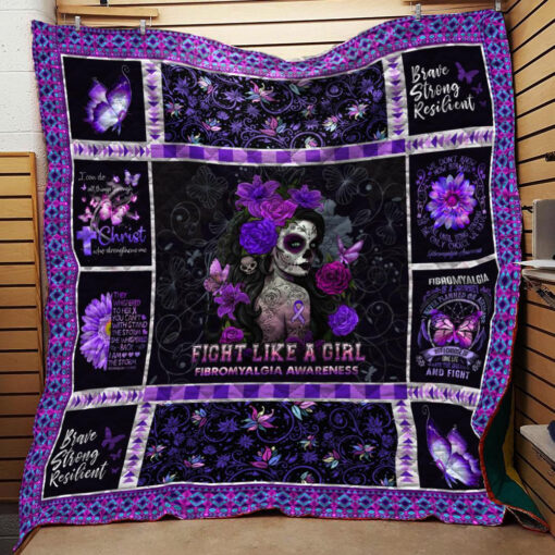 Buy Fibromyalgia Awareness Fight Like A Girl Quilt Blanket & Quilt Bedding Set Great Customized Blanket Gifts For Birthday Christmas Thanksgiving