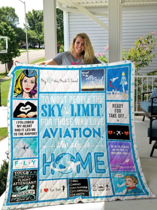 Buy Flight Attendants To Most People The Sky Is The Limit For Those Who Love Aviation The Sky Is Home Quilt Blanket & Quilt Bedding Set Great Customized Blanket Gifts For Birthday Christmas Thanksgiving