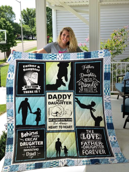 Buy Father And Daughter Best Team There Is Quilt Blanket & Quilt Bedding Set Great Customized Gifts For Birthday Christmas Thanksgiving Perfect Gifts For Family