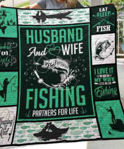 Buy Fishing Husband Anh Wife Fishing Partners For Life Quilt Blanket & Quilt Bedding Set Great Customized Gifts For Birthday Christmas Thanksgiving Wedding Valentine'S Day