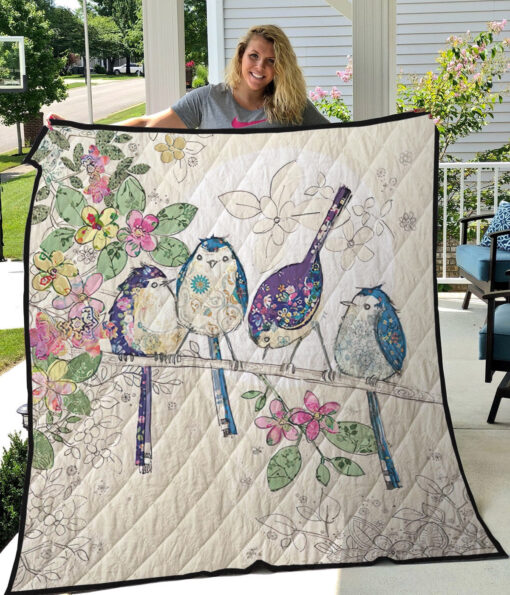 Buy Four Blue Birds On The Tree Quilt Blanket & Quilt Bedding Set Great Customized Blanket Gifts For Birthday Christmas Thanksgiving