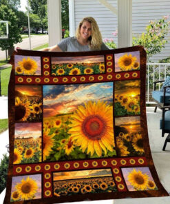 Buy Field Of Sunflower Sunset Quilt Blanket & Quilt Bedding Set Great Customized Gifts For Birthday Christmas Thanksgiving Perfect Gifts For Sunflower Lover