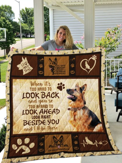 Buy German Shepherd Look Right Beside You And I'Ll Be There Quilt Blanket & Quilt Bedding Set Great Customized Blanket Gifts For Birthday Christmas Thanksgiving