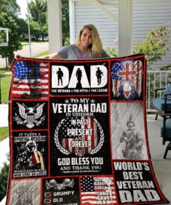 Buy God Bless You And Thank You My Veteran Dad Quilt Blanket & Quilt Bedding Set Great Customized Blanket Gifts For Birthday Christmas Thanksgiving