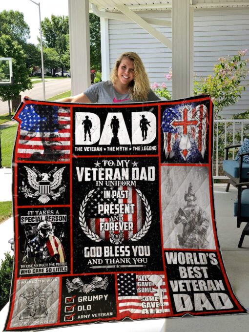 Buy God Bless You And Thank You My Veteran Dad Quilt Blanket & Quilt Bedding Set Great Customized Blanket Gifts For Birthday Christmas Thanksgiving