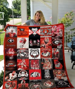 Buy Georgia Bulldogs Red And Black Attack Quilt Blanket & Quilt Bedding Set Great Customized Blanket Gifts For Birthday Christmas Thanksgiving