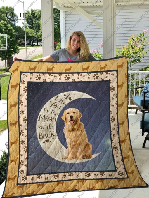 Buy Golden Retriever I Love You To The Moon And Back Quilt Blanket & Quilt Bedding Set Great Customized Blanket Gifts For Birthday Christmas Thanksgiving