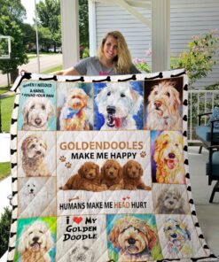 Buy Goldendoodles Make Me Happy Humans Make My Head Hurt Quilt Blanket & Quilt Bedding Set Great Customized Blanket Gifts For Birthday Christmas Thanksgiving