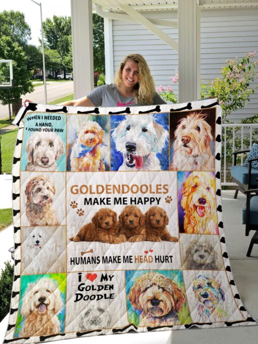 Buy Goldendoodles Make Me Happy Humans Make My Head Hurt Quilt Blanket & Quilt Bedding Set Great Customized Blanket Gifts For Birthday Christmas Thanksgiving