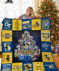 Buy Georgia Tech Yellow Jackets Christmas Tree Quilt Blanket & Quilt Bedding Set