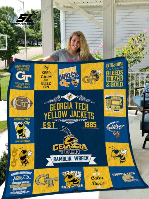 Buy Georgia Tech Yellow Jackets Quilt Blanket & Quilt Bedding Set 01